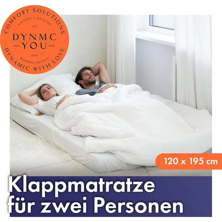 DYNMC you Klappmatratze 120 x 195 x 14 cm - Gästematratze Klappbar für 2 Mittel Hart H3 - Test SEHR GUT - Gästebett Klappbar mit Husse - Faltmatratze Oeko TEX Standard - Bodenmatratze – Bild 2