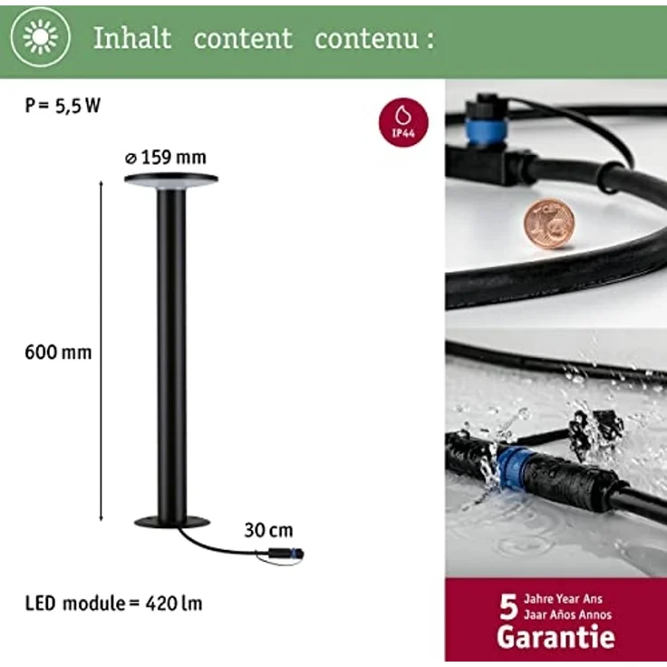 Paulmann 94750 Plug&Shine Pollerleuchte Zigbee Plate RGBW Anthrazit – Bild 4