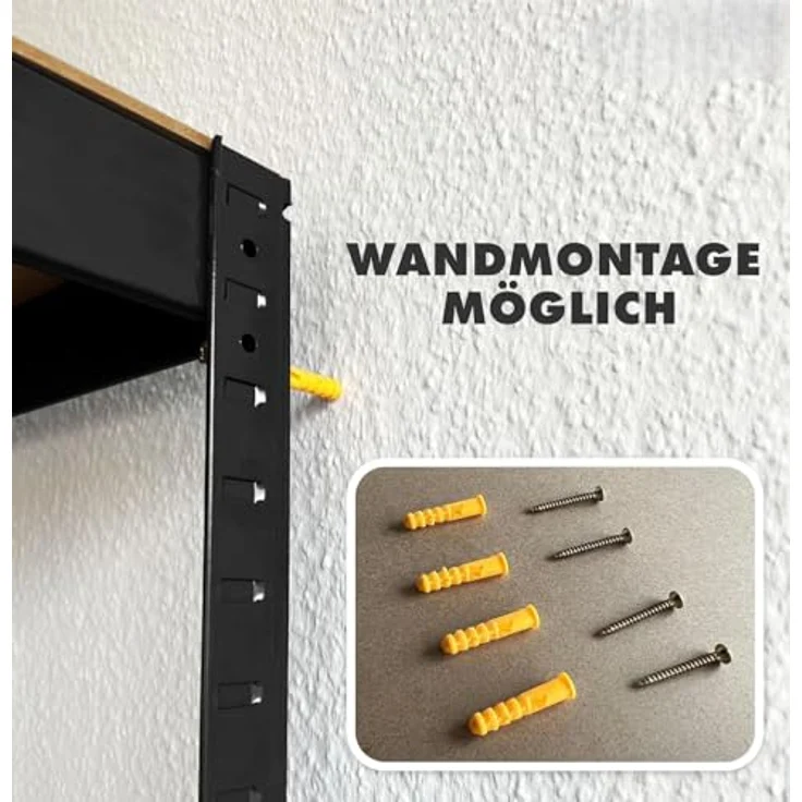 Floordirekt Schwerlastregal, 2er Set, schwarz 200 x 120 x 60 cm Steckregal, Kellerregal, Lagerregal, Werkstattregal, Werkbank - 5 verstellbare Böden (Lakota) – Bild 6