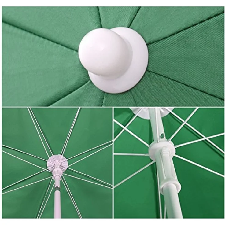 Sekey Sonnenschirm mit Schutzhülle, Neigungswinkel und Höhe verstellbar, Polyester grün, 160 cm – Bild 3