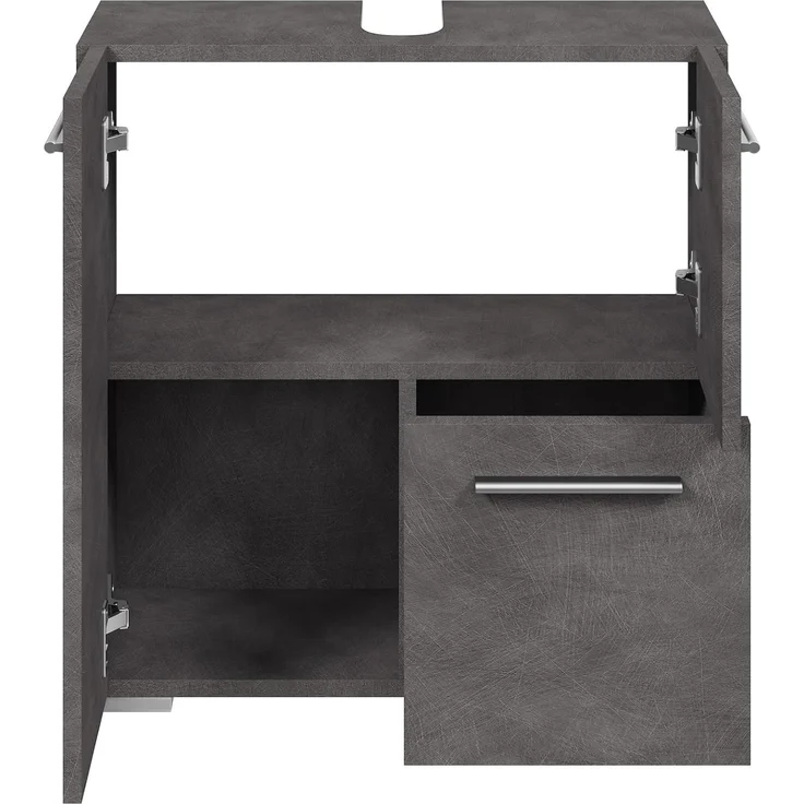 Badplaats Waschbeckenunterschrank Mars 60 x 30 cm Dunkel Grau - Stehender Badezimmerschrank mit 2 Türen und 1 Schublade – Bild 3
