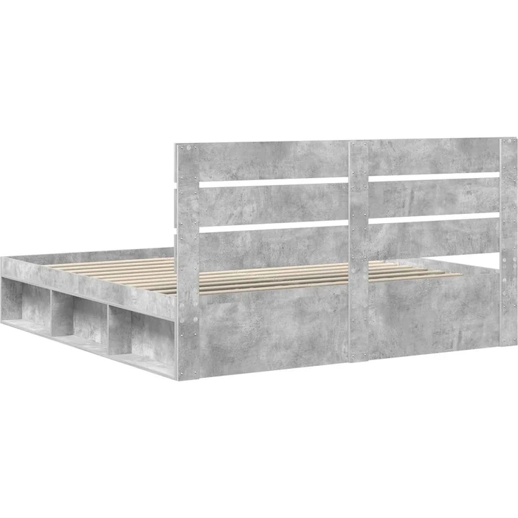 vidaXL Bettrahmen mit Kopfteil Beton 180 x 200 cm Massives Kiefernholz 3411715 – Bild 8