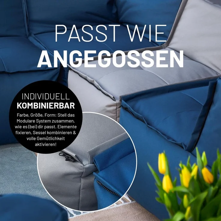 Lumaland Sitzsack-Sofa, Polyester, Sessel, Grau, 70 x 72 x 96 cm – Bild 7