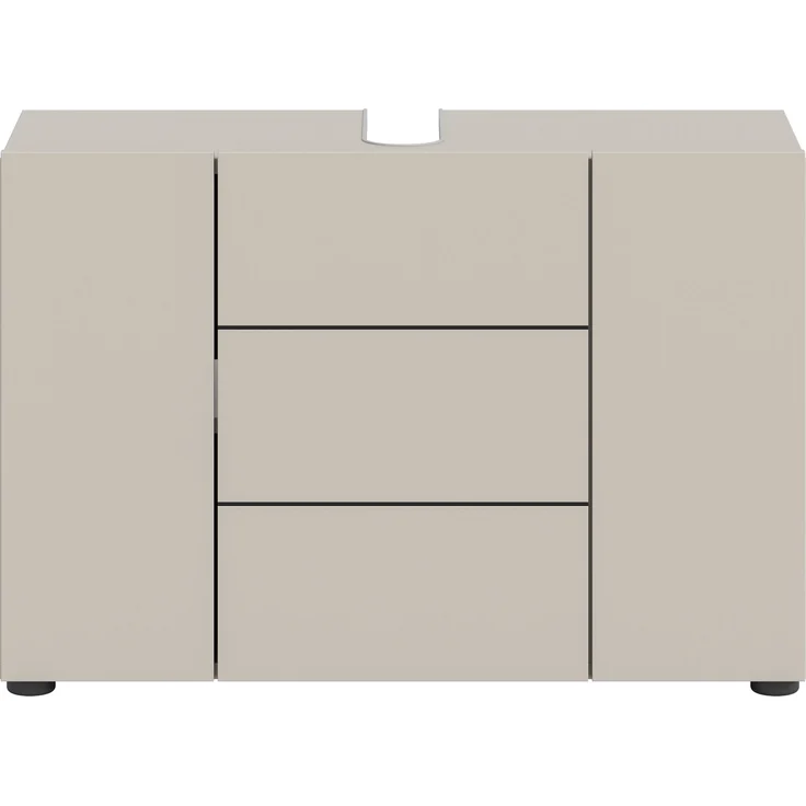 Waschbeckenunterschrank (B/H/T: 82x56x34 cm) in Kaschmir Nachbildung und schwarz – Bild 2