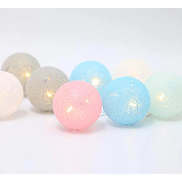 LED Lichterkette Baumwollkugeln Batteriebetrieben, 3,3m 20er Cotton Ball Lichterketten Kugeln Nachtlicht für Weihnachten, Hochzeit, Party, Zimmer, Wohnheim, Innen Deko – Bild 3