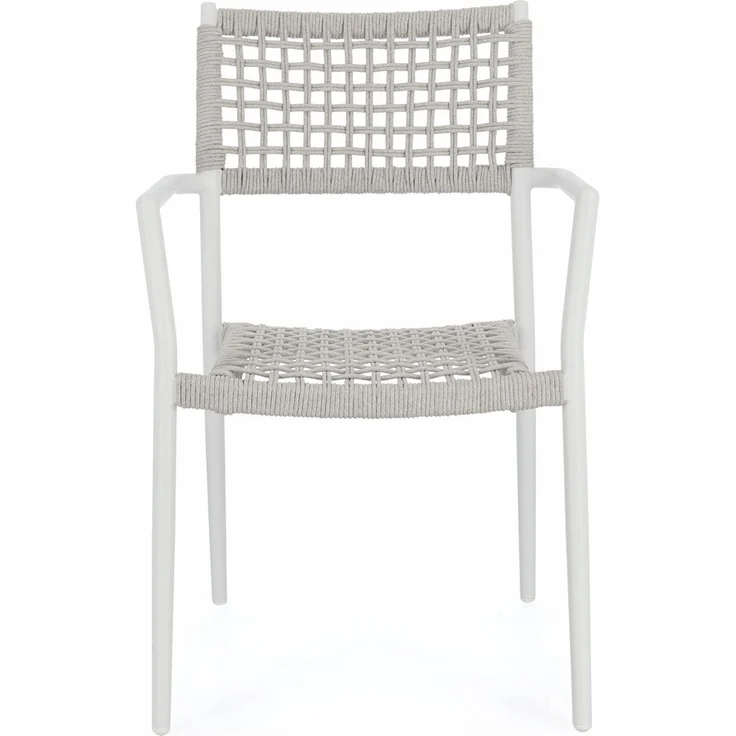 Gartenstuhl Caleta aus Aluminium, modern stapelbar, hellgrau weiß, Outdoor geeignet – Bild 2