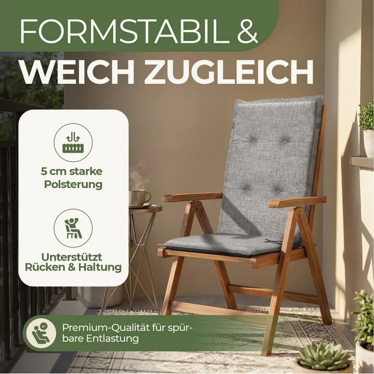 Petsation Hochlehnerauflage Florence Hochlehner Auflage Gartenstuhlauflage mit Schaumstoffpolster, (4 St) – Bild 3