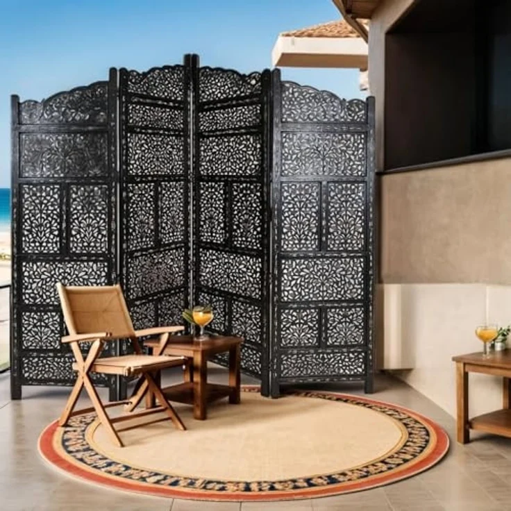 Marrakesch Orient & Mediterran Interior Paravent Orientalischer Paravent aus Holz saraswati, Handarbeit – Bild 4