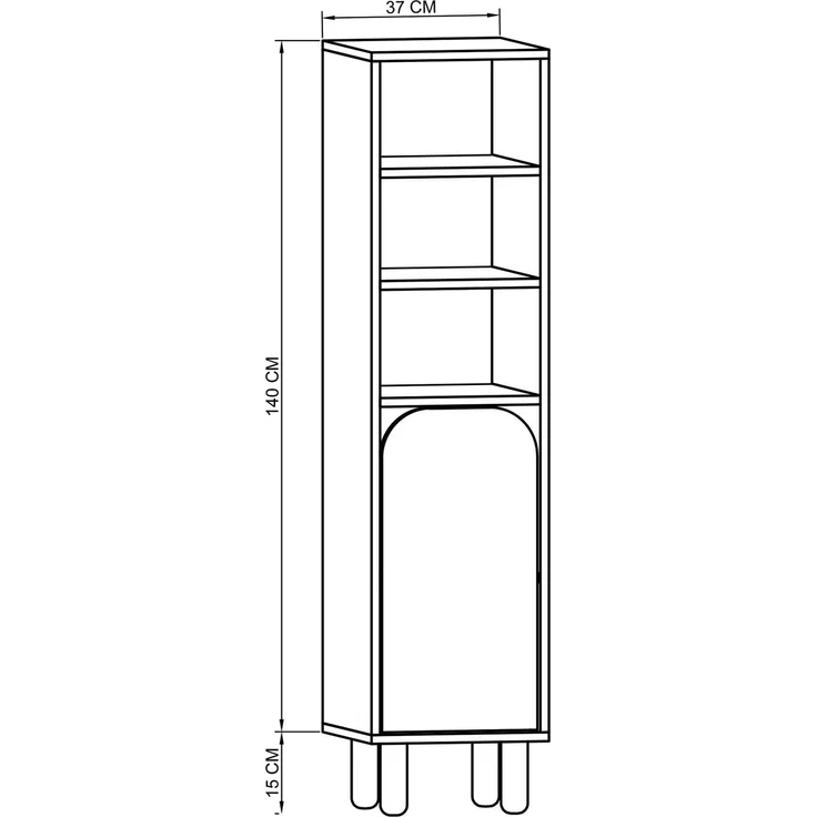 Skye Decor 'Parma 1 - Sapphire Oak, White' Mehrzweckschrank, Saphir-Eiche / Weiß, 37 x 155 x 40 cm – Bild 5