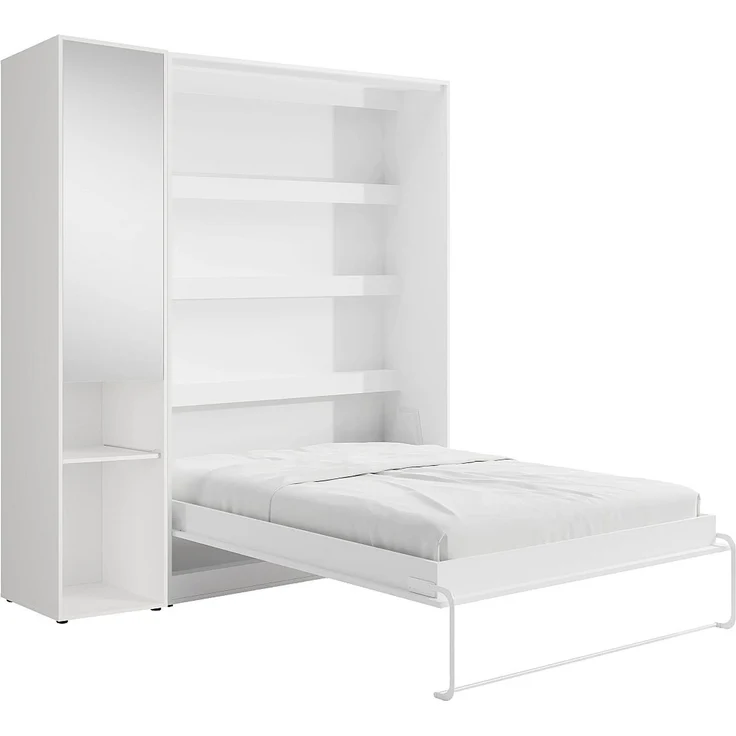Vente-unique - RAPILI - Schrankbett - Metall - Weiß - 209 x 239.2 x 225.2 cm – Bild 4