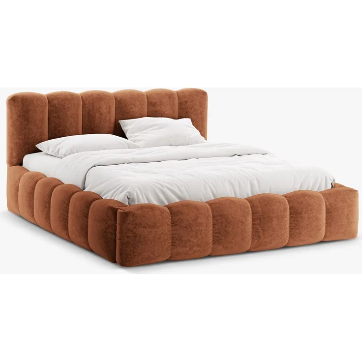 Micadoni Stauraumbett mit Kopfteil Lupine Chenille Perfect Harmony Terrakotta