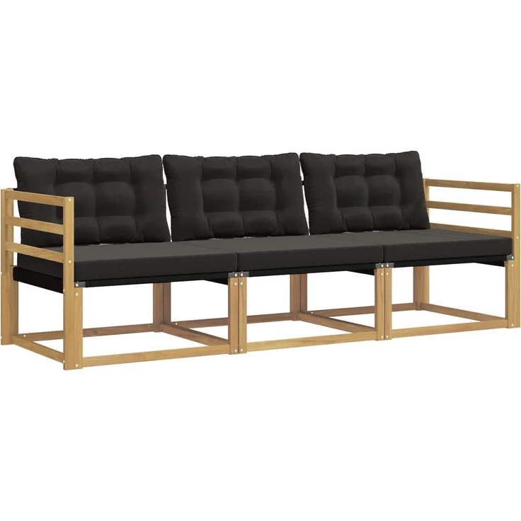 vidaXL Outdoor-Sofagarnitur 3 stk. Weiß und Schwarz 3388362 – Bild 2