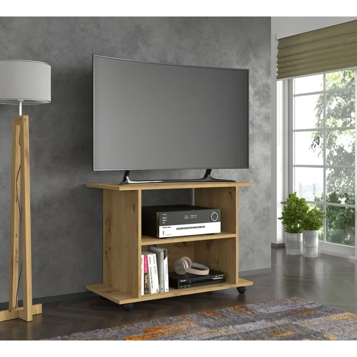 Raumhirsch Furniture Lowboard TV Schrank, RTV Möbel, Wohnmöbel (Maße: 80 x 40 x 60 (H) cm, 2 Fächer), Mit Rollen, Kabelöffnung, Mobil, Kompakte