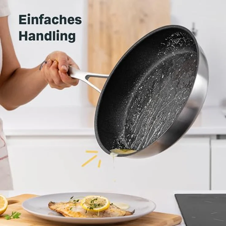 SILBERTHAL Bratpfanne Induktion 28 cm - Beschichtete Pfanne - Edelstahl - Für alle Herdarten und Ofenfest – Bild 6