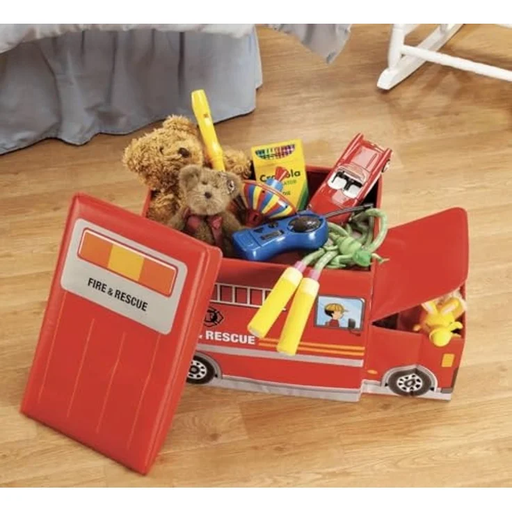 KRUZZEL Spielzeugtruhe Feuerwehr Spielzeug Aufbewahrungsboxen (Spar-Set, 1 St, faltbar), platzsparend verstaubar, aus pflegeleichtem Material gefertigt – Bild 3