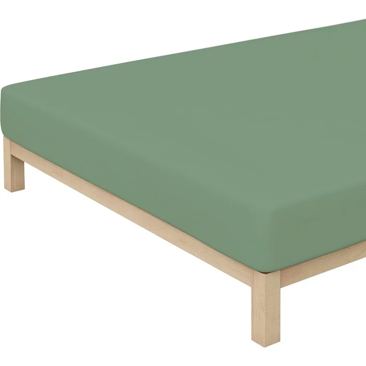 Schlafgut Spannbettlaken Premium, Gummizug: rundum, (1 Stück), Mako-Zwirn-Jersey, Green Mid, L 140x200 cm - 160x220 cm – Bild 3