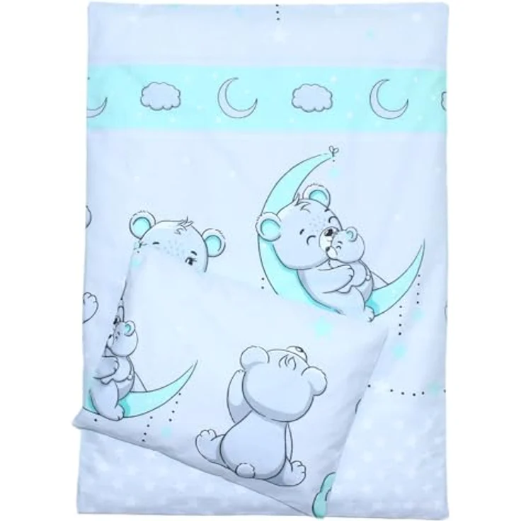 Kinderwagenset Baby Bettwäsche für Kinderwagen Bezüge Decke Kissen (Minze, 2 tlg) – Bild 1
