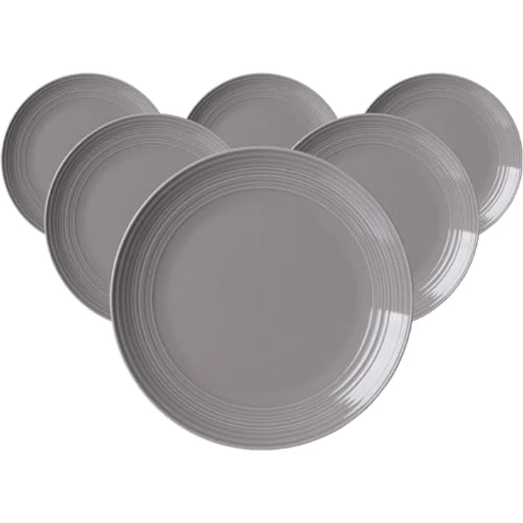 Presotto Speiseteller, Grau, Keramik, Rund, Ø 27 cm, 6er Set, spülmaschinenfest – Bild 1
