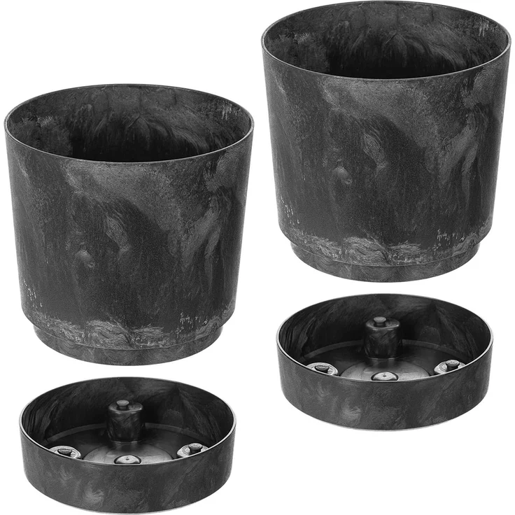 KADAX Blumentopf mit Ständer AURA 200 recycelt - schwarzer Beton 2er-Pack – Bild 6
