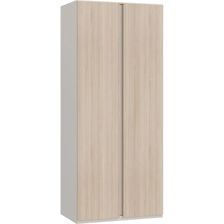 Forte PANOPTIK Kleiderschrank 90, schmaler, moderner Schrank, 2-türig, Schlafzimmer, Flur, Jugendzimmer, Holzwerkstoff, Kaschmir|Beige|Riva Eiche Holzdekor, 48 cm breit x 210,5 cm hoch x 54,2 cm tief – Bild 3