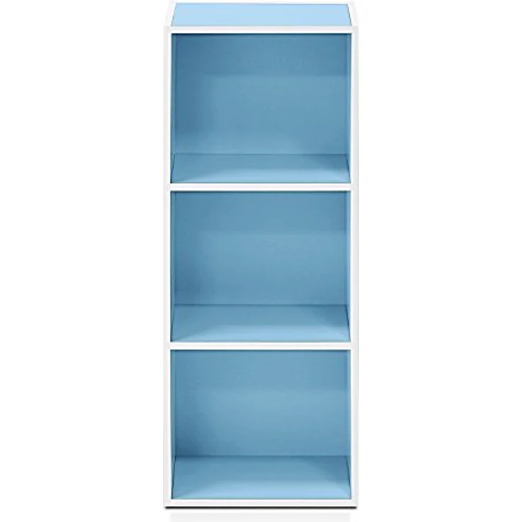 Furinno offenes Bucherregal mit 3 Fächern, Holz, Weiß/Hellblau, 30. 5x23. 6x80 cm – Bild 5