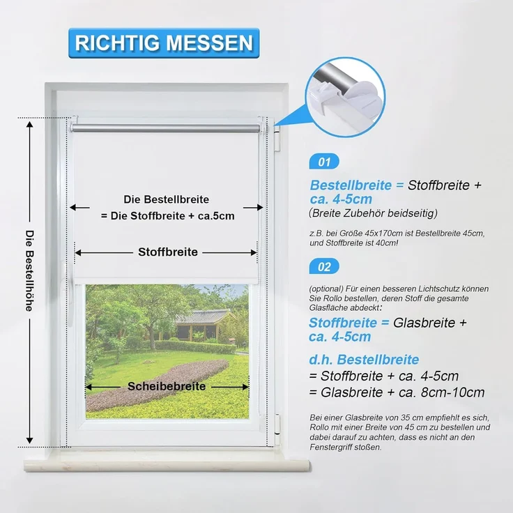 Verdunklungsrollo ohne Bohren Rollos für Fenster und Tür 110x160 cm Weiß Thermo Rollo Klemmfix Verdunkelungsrollo Seitenzugrollo Fensterrollo Lichtblick Sicht-und Sonnenschutz Wand-und Deckenmontag – Bild 4