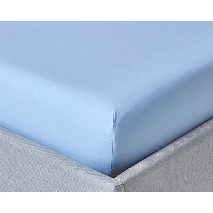 Homescapes Perkal-Spannbettlaken, Blau, 90x190 cm, 100% Baumwolle, Oeko-Tex® zertifiziert, hypoallergen – Bild 1