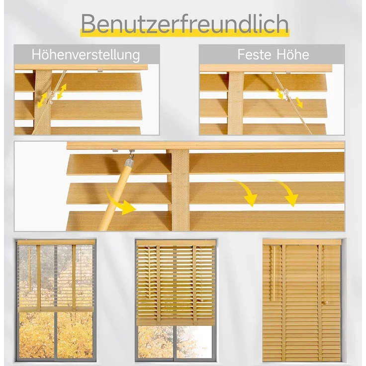 Sekey Holzjalousie 60x130cm, Naturholz – Bild 5