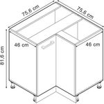 Eckunterschrank R-Line Schwarz Beton 75.6 cm ohne Arbeitsplatte Vicco