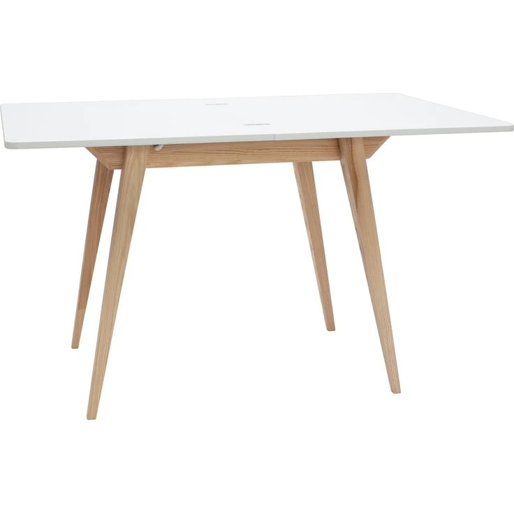 Ragaba rechteckiger ausziehbarer Tisch, MDF & Massives Eschenholz, 90x65 cm, Weiß – Bild 2
