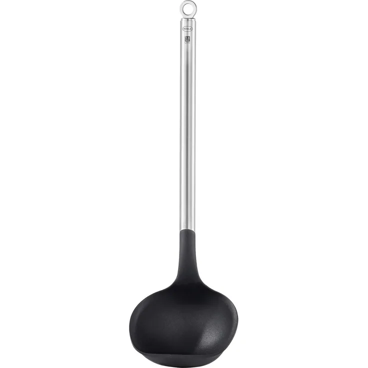 RÖSLE Basic Line Schöpflöffel, mit Rundgriff und Aufhängeöse, Edelstahl 18/10, PPA, spülmaschinengeeignet