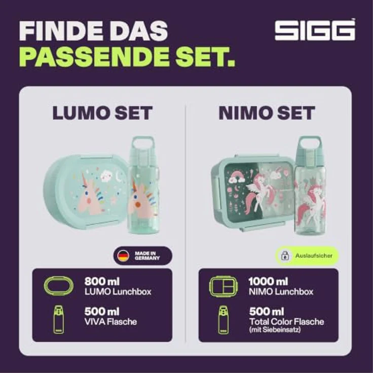 SIGG - NIMO Kids Set - Innenschale & Auslaufsichere Snackbox - Mikrowellen- & Spülmaschinengeeignet - BPA-frei - Leicht - Für Schule, Kita & Freizeit - 800ML – Bild 7