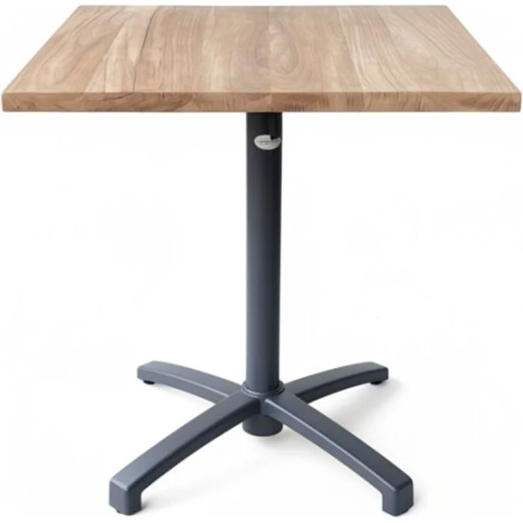 Teakholz Tisch mit Alu Tischgestell, Outdoor, klappbar, eckig 70 x 70cm, handgefertigt – Bild 2