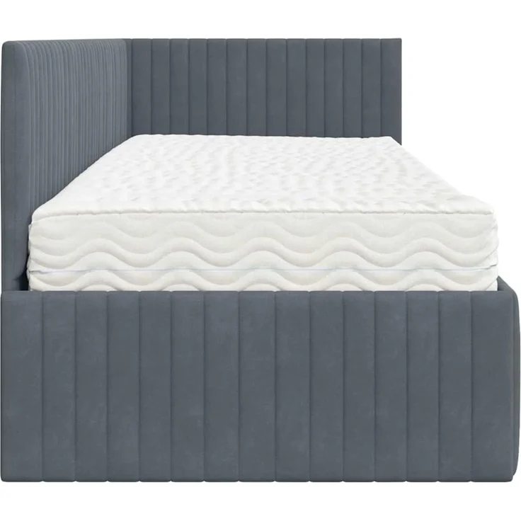 vidaXL Eckbettgestell mit Matratze mit Kopfteil 2 pcs Grau Samt 3393799 – Bild 8