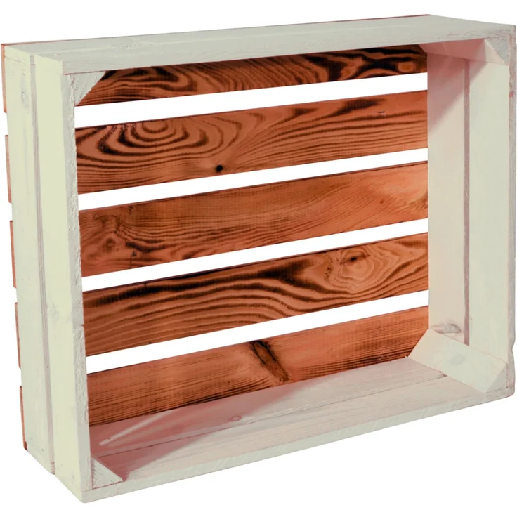CHICCIE 3 Set Holzkiste Grete 50x40x15cm - Geflammt Weiß Obstkiste Dekokiste Weinkiste – Bild 5