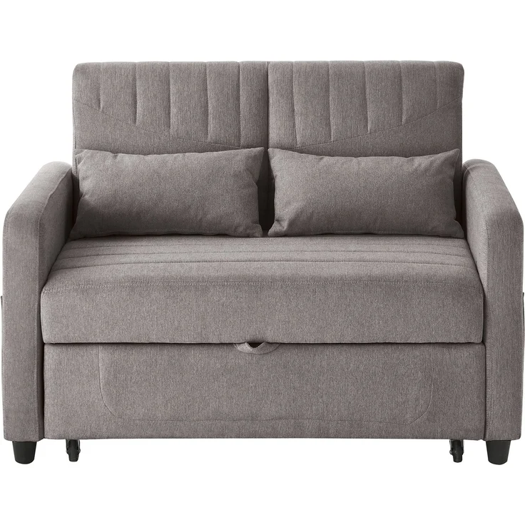 ZUBALIYA Sofa 166x95 cm, mit Ausziehbett, mit breiten Armlehnen, mit Schaumstoffpolsterung, ohne aufwendige Montage, Natur – Bild 18