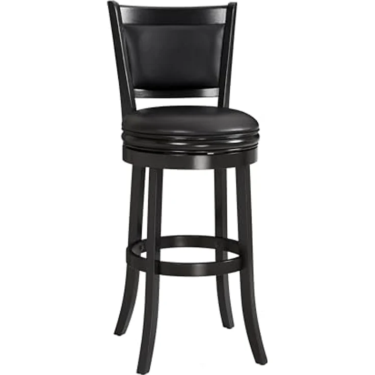 Ball & Cast Gepolsterter Drehbarhocker, Pub Höhe Hocker-Stuhl mit Rückenlehne & Fußstütze, Holzrahmen Barhocker für Küche und Esszimmer, schwarz – Bild 5
