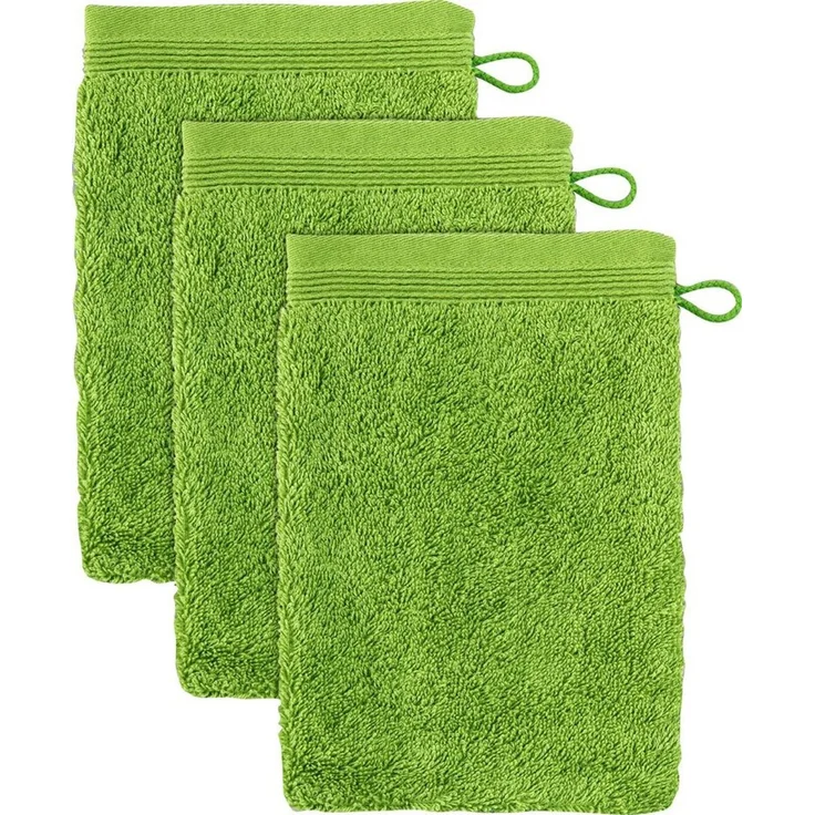 möve Superwuschel Waschhandschuh 15 x 20 cm aus 100% Baumwolle, peridot 3er Set