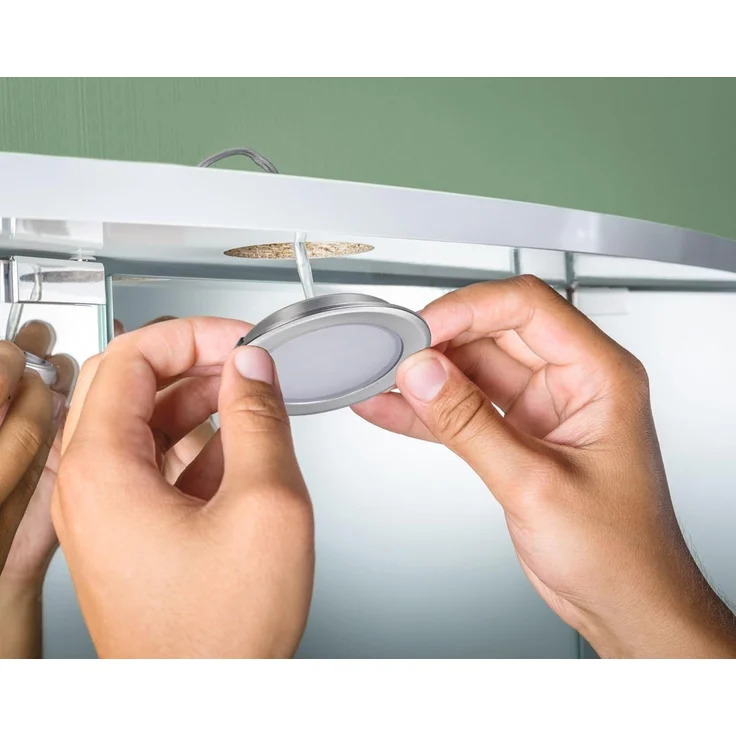 Paulmann LED Möbel-Einbauleuchte eisen gebürstet Ø 6,5 cm warmweiß 3er Set – Bild 6