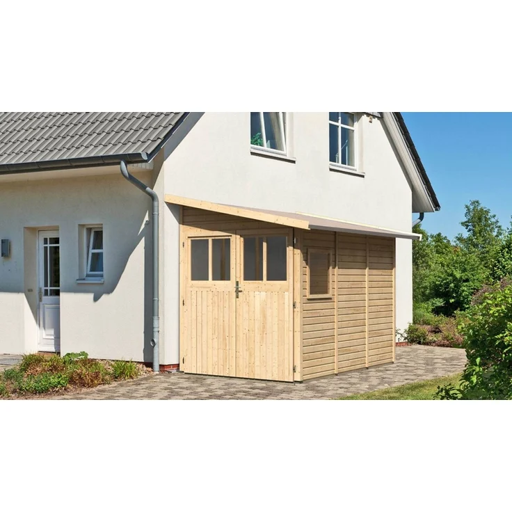 Karibu Gartenhaus Wandlitz 3 Anlehnhaus 19mm naturbelassen – Bild 2