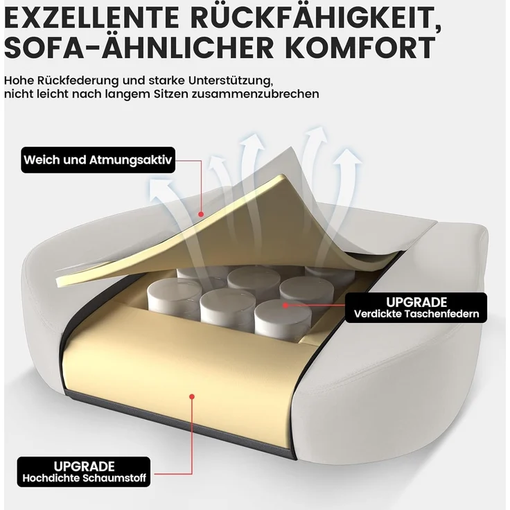 GTPLAYER Gaming-Stuhl Ergonomischer Gaming Sessel Schreibtischstuhl mit Stoffoberfläche (Pacekung), Federsitzkissen mit Fußstütze – Bild 7