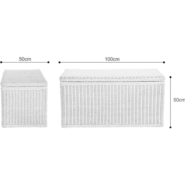 Krines Home Wäschetruhe Rattantruhe Groß Deckel Natur Rattan Truhe Aufbewahrung XL 100x50x50, Große Truhe mit viel Stauraum – Bild 10