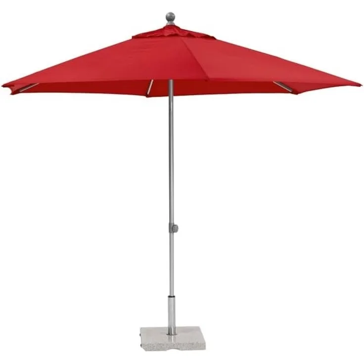 EASY PUSH Stockschirm, 200cm x 200cm, UPF 50+, mit PU-Beschichtung silber/ rot