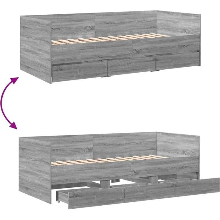 vidaXL Tagesbett mit Schubladen ohne Matratze Grau Sonoma 100x200 cm 3280816 – Bild 8
