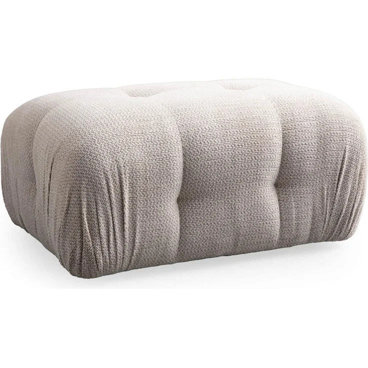 Atelier Del Sofa Elegant Cream Pouffe with Beech Wood Frame, 95 x 65 x 75 cm | Soft 100% Polyester Fabric, Includes Pillows, Black Plastic Legs | Perfect for Modern Living Spaces