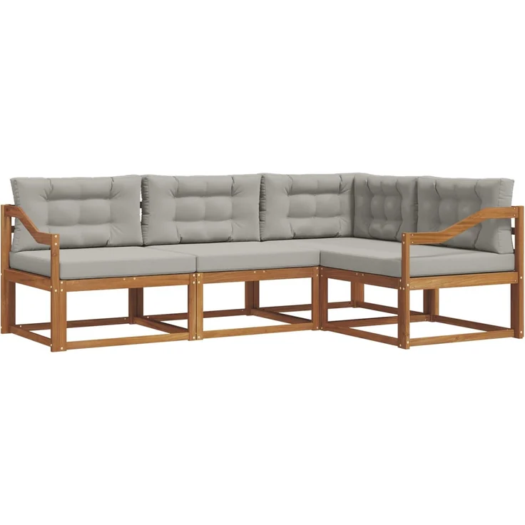 vidaXL Outdoor-Sofagarnitur 4 stk. 4-Sitzer Natur und Hellgrau 3367524 – Bild 2