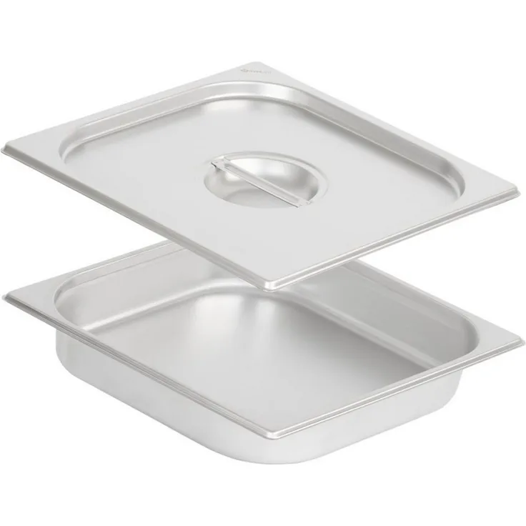 Mahlzeit Thermobehälter GN Behälter 2/3 mit Deckel, Höhe 65 mm, Edelstahl Wärmebehälter, Edelstahl, (Set, 2-tlg, 1x 2/3 GN Behälter mit Deckel(65 mm), für Chafing Dish
