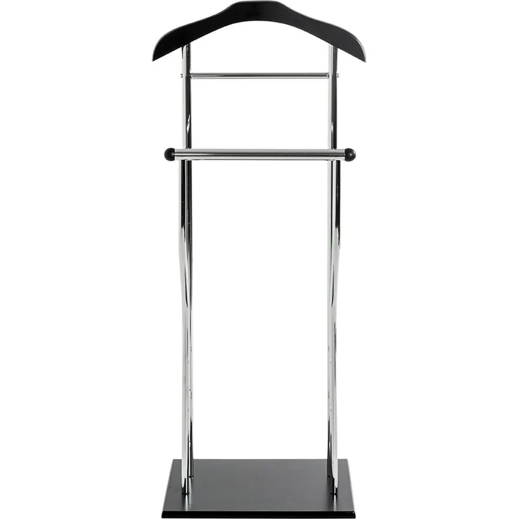 Haku Herrendiener (Dressboy) aus verchromtem Stahlrohr mit MDF-Ablage und Fußplatte, chrom-schwarz, bis 12 kg belastbar, 45x30x110 cm – Bild 4