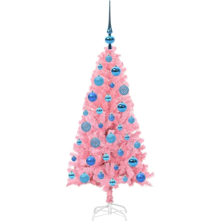 vidaXL Weihnachtsbaum mit LED-Beleuchtung Rosa 120 cm PVC und Stahl 3396414 – Bild 4