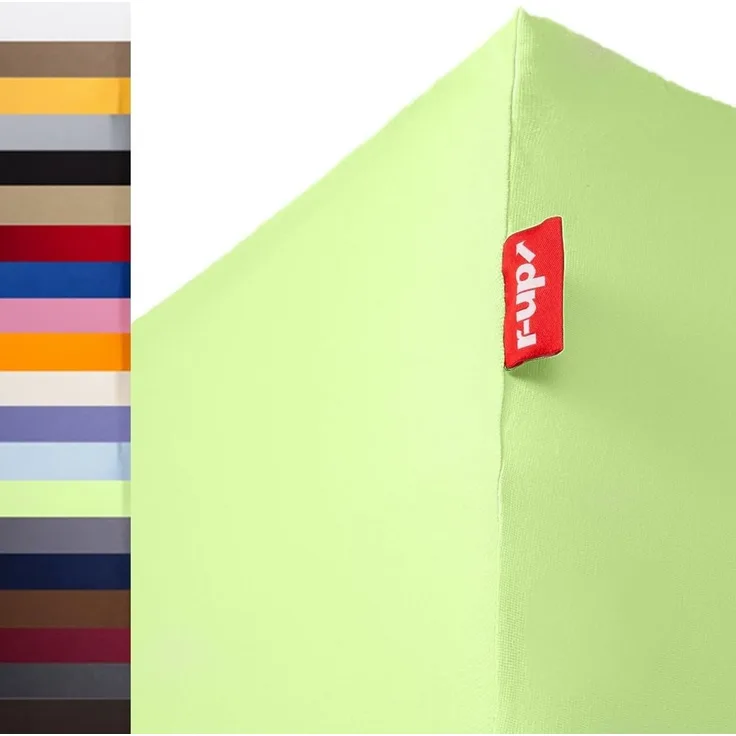 r-up Passt Spannbettlaken 180x200-200x220 bis 35cm Höhe grün 100% Baumwolle 130g/m²